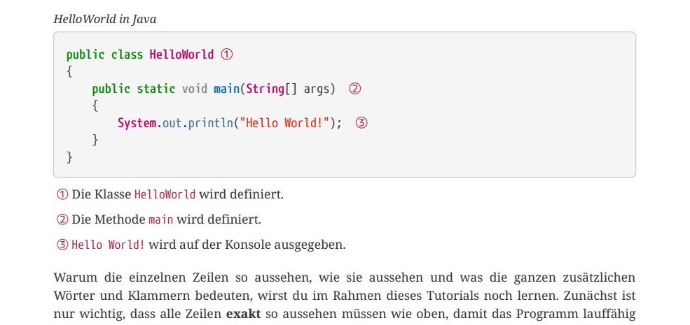 Ausschnitt aus dem Java-Tutorial